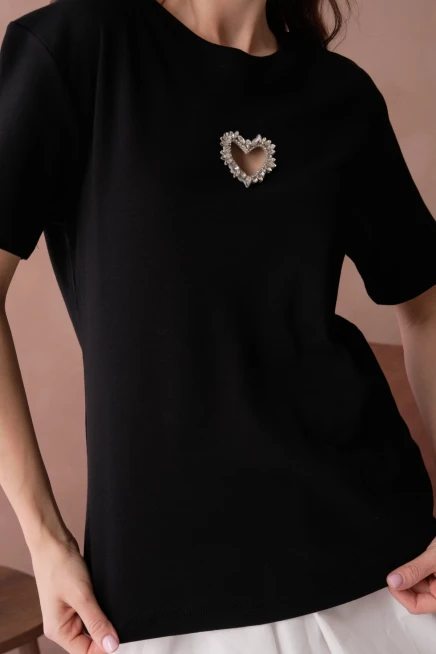 Taş İşleme Basic T-Shirt