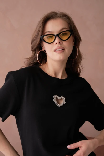 Taş İşleme Basic T-Shirt