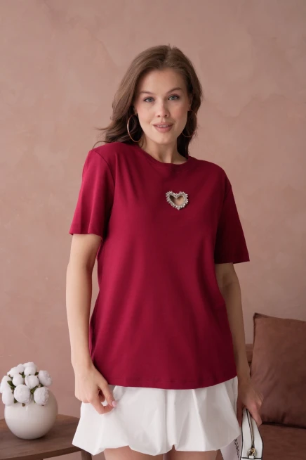 Taş İşleme Basic T-Shirt