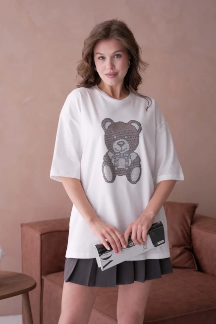 Taş İşlemeli Basic T-Shirt