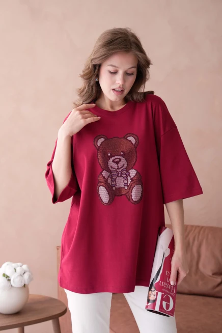 Taş İşlemeli Basic T-Shirt