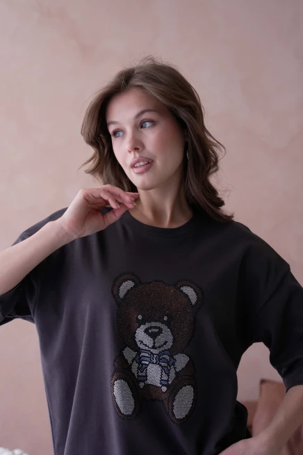 Taş İşlemeli Basic T-Shirt