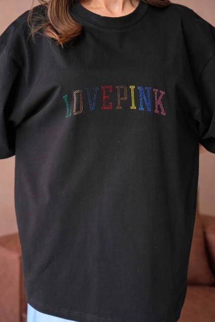 Taş İşlemeli Salaş Basic T-Shirt