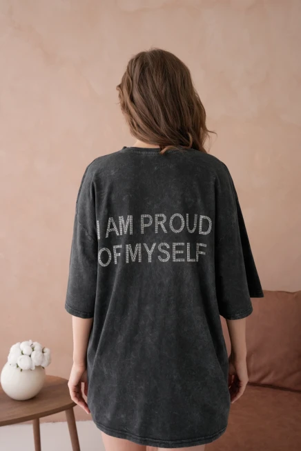 Taş İşlemeli Salaş Basic T-Shirt