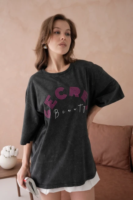 Baskılı Salaş Basic T-Shirt