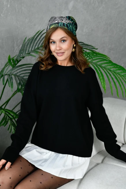 Kadın Bisiklet Yaka Corspan Triko Kazak