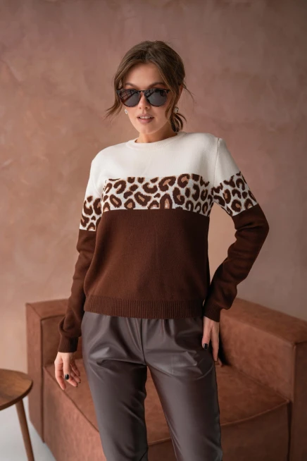 Kadın Bisiklet Yaka Desenli Triko Kazak