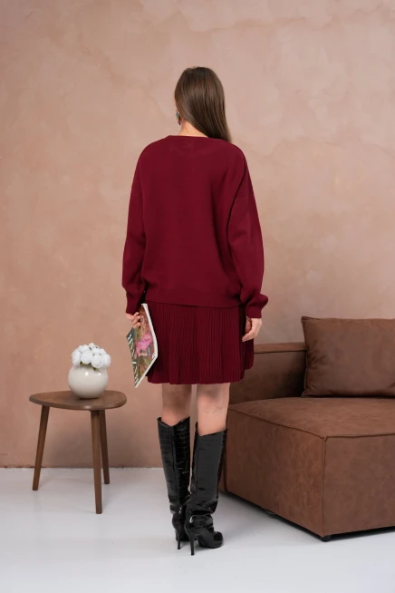 Kadın Bisiklet Yaka Kazak Etek İkili Takım