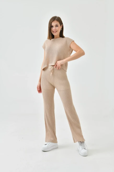 Bisiklet Yaka Kolsuz Bluz Pantolon İkili Takım