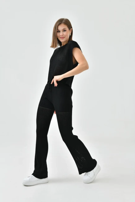 Bisiklet Yaka Kolsuz Bluz Pantolon İkili Takım