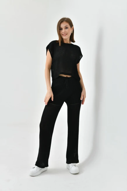 Bisiklet Yaka Kolsuz Bluz Pantolon İkili Takım