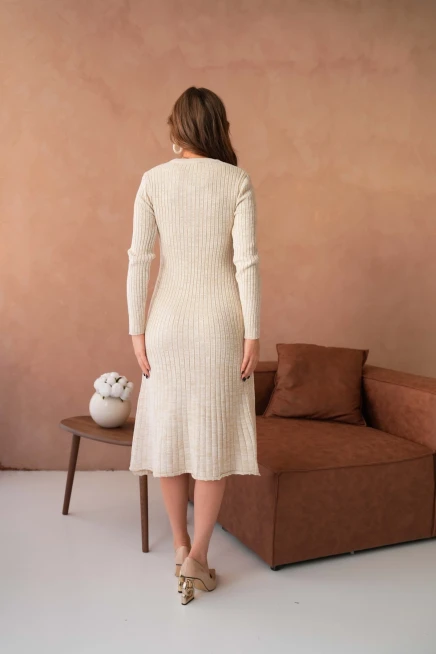 Kadın Bisiklet Yaka Lurex Uzun Triko Elbise