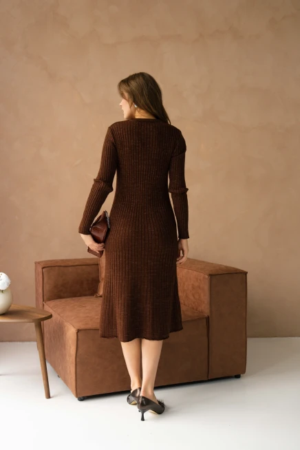 Kadın Bisiklet Yaka Lurex Uzun Triko Elbise