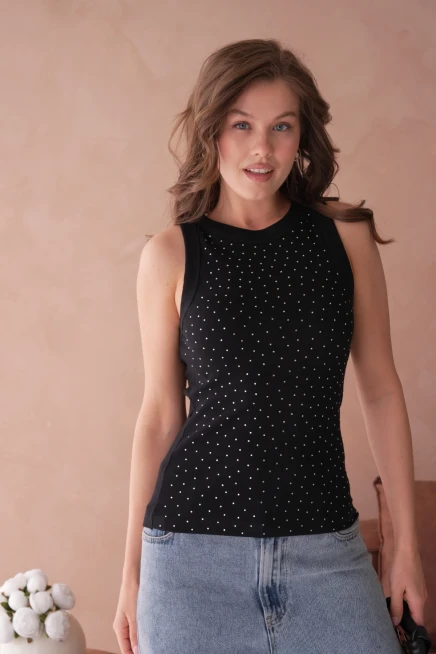 Taş Aksesuar Detaylı Slim Fit Basic Atlet