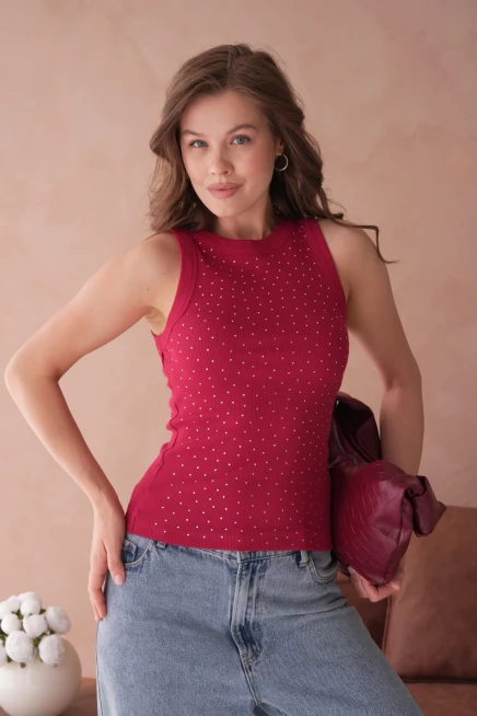 Taş Aksesuar Detaylı Slim Fit Basic Atlet