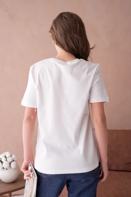 Bisiklet Yaka Varak Baskılı Basic T-Shirt