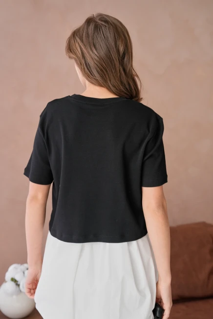 Bisiklet Yaka Yarım Crop Basic T-Shirt