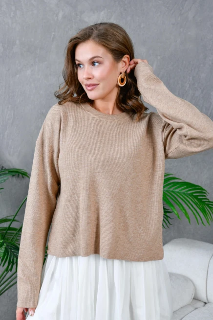 Kadın Bisiklet Yaka Yırtmaçlı Triko Kazak