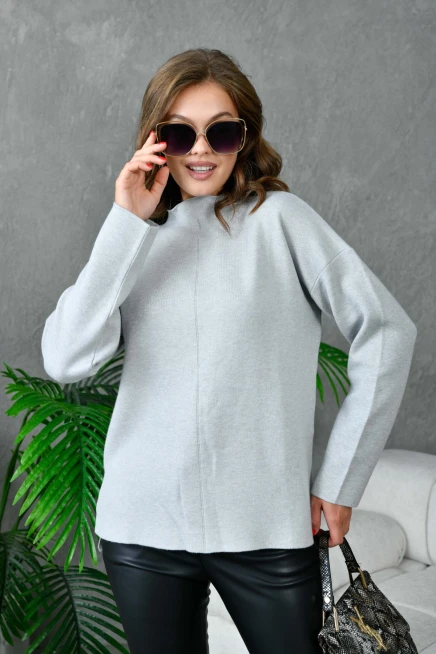 Kadın Dik Yaka Salaş Triko Kazak