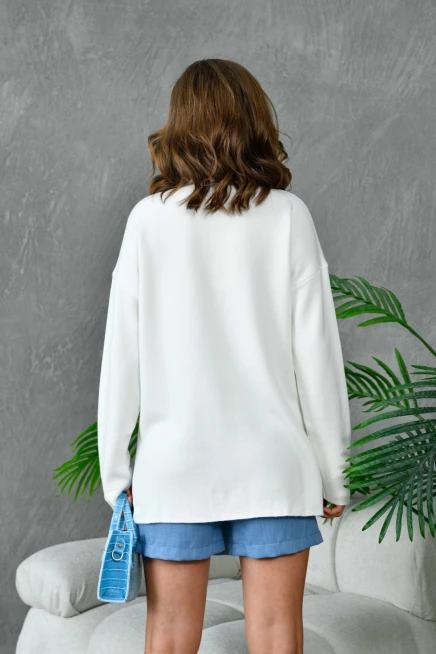 Kadın Dik Yaka Salaş Triko Kazak