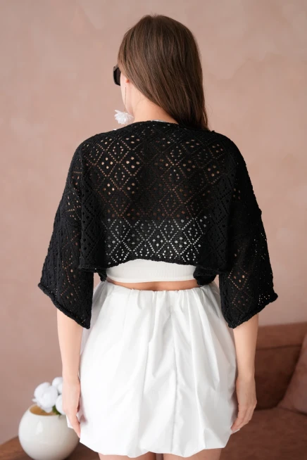 Kadın Kayık Yaka Ajurlı Triko Kazak