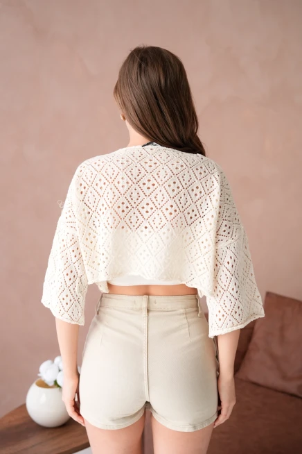 Kadın Kayık Yaka Ajurlı Triko Kazak