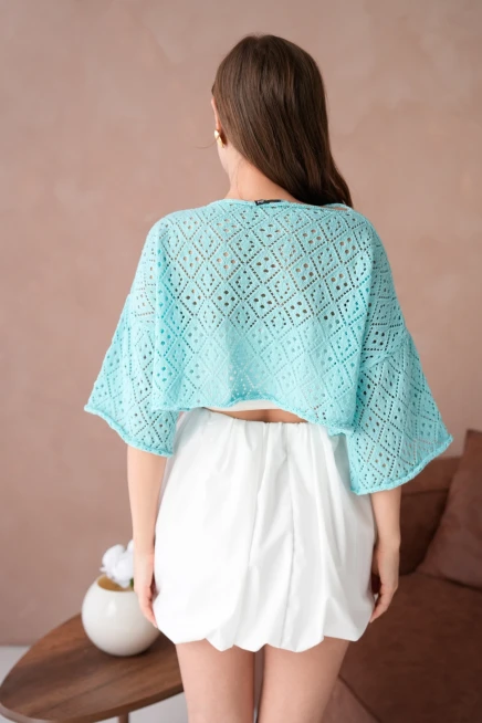 Kadın Kayık Yaka Ajurlı Triko Kazak