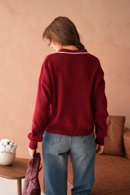 Kadın Poloyaka Salaş Triko Kazak