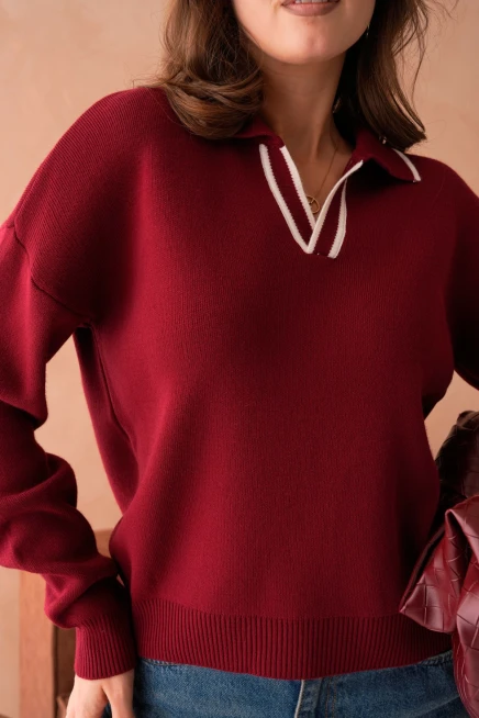 Kadın Poloyaka Salaş Triko Kazak