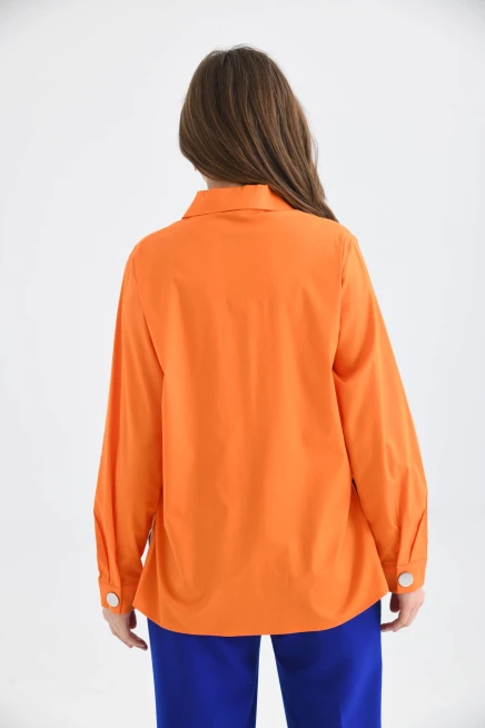 Womens Side Slit Detailed Long Sleeve Over Size Shirt
