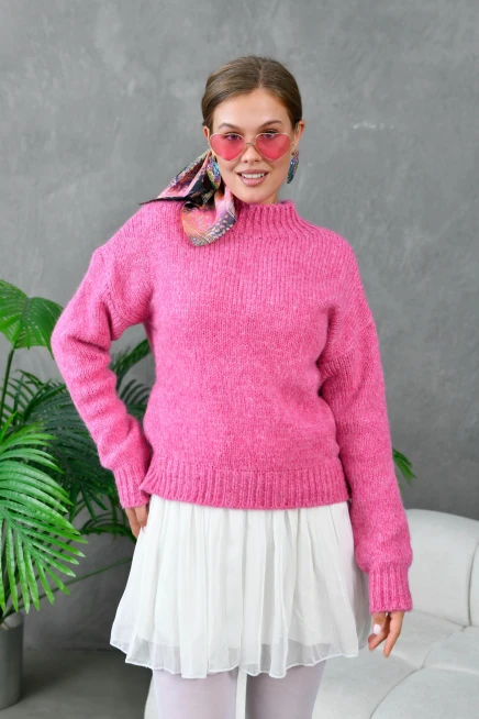 Kadın Yarım Balıkçı Yaka Triko Kazak