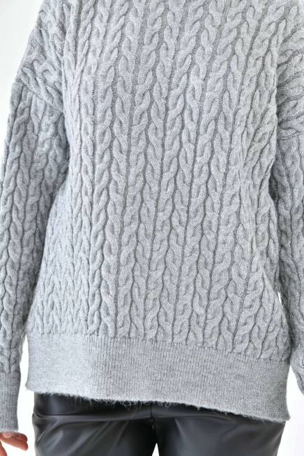 Kadın Yarım Balıkçı Yırtmaçlı Salaş Triko Kazak