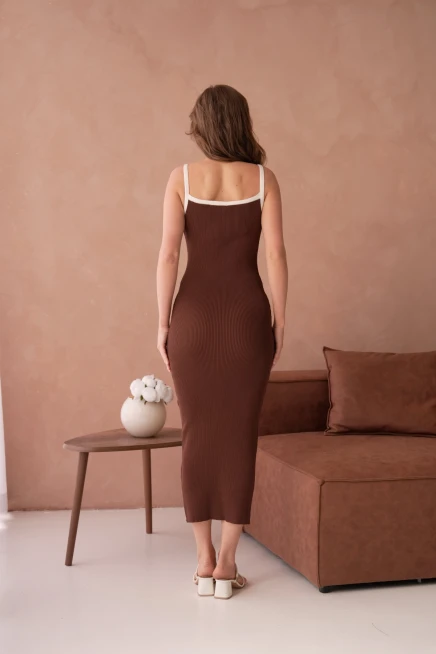 Askılı Slim Fit Kaşkorse Balık Triko Elbise