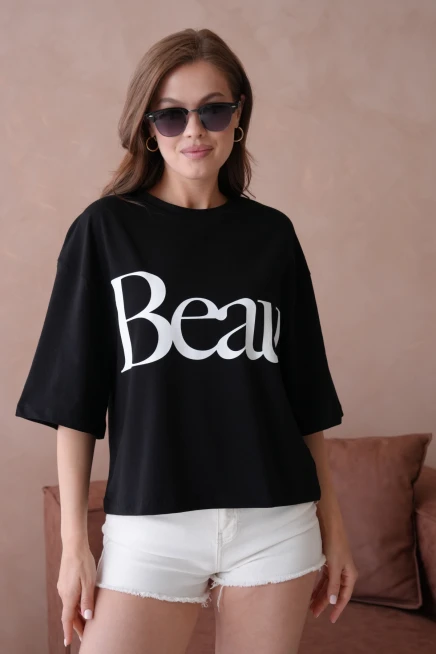 Baskılı Crop Basic T-Shirt