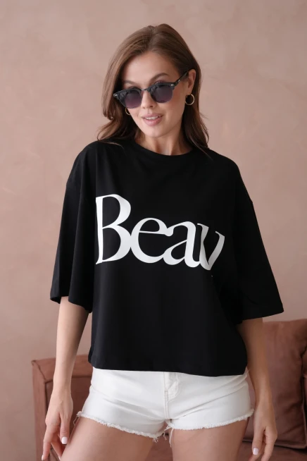 Baskılı Crop Basic T-Shirt