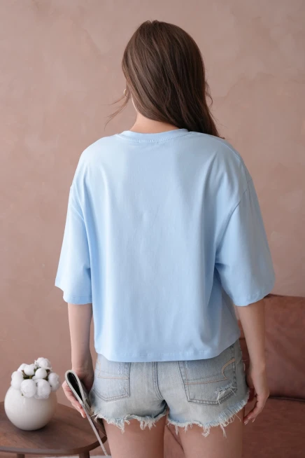 Baskılı Crop Basic T-Shirt