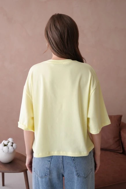 Baskılı Crop Basic T-Shirt