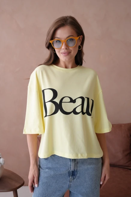 Baskılı Crop Basic T-Shirt
