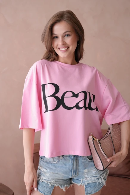 Baskılı Crop Basic T-Shirt