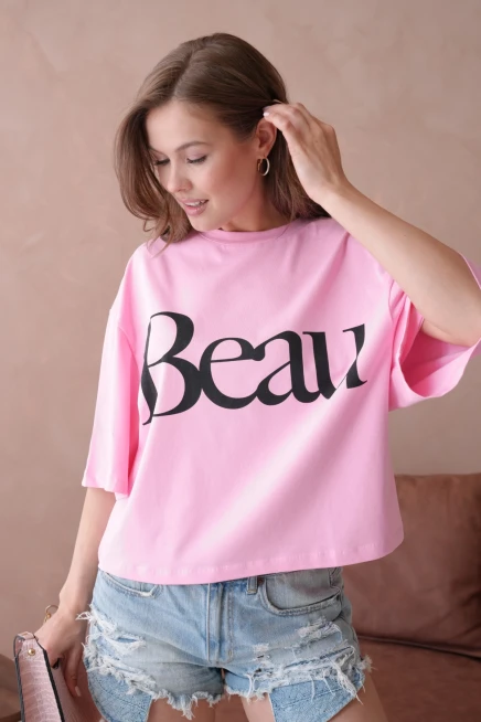 Baskılı Crop Basic T-Shirt