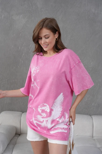 Baskılı Yıkamalı Salaş Basic T-Shirt