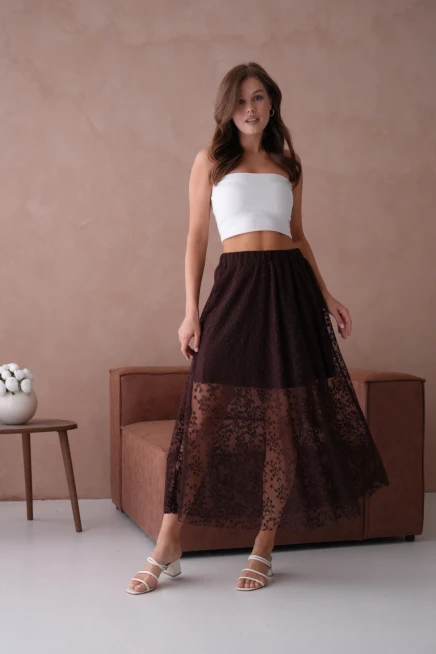 Beli Lastikli Astarlı Tül Etek