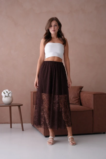 Beli Lastikli Astarlı Tül Etek