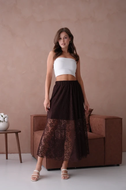 Beli Lastikli Astarlı Tül Etek