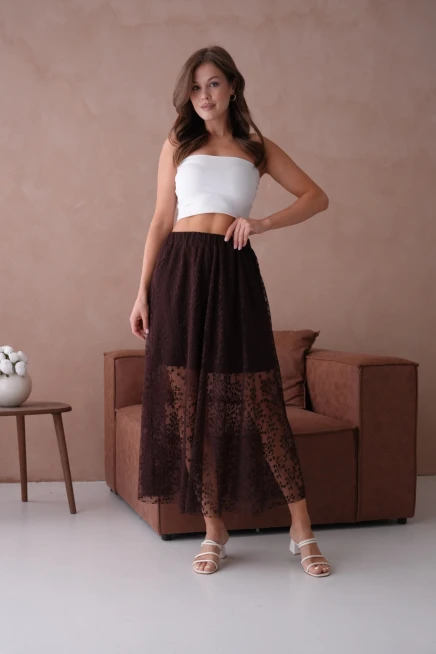 Beli Lastikli Astarlı Tül Etek