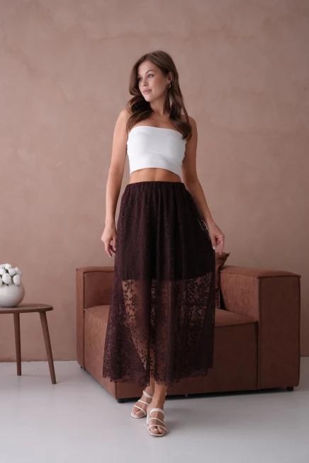 Beli Lastikli Astarlı Tül Etek