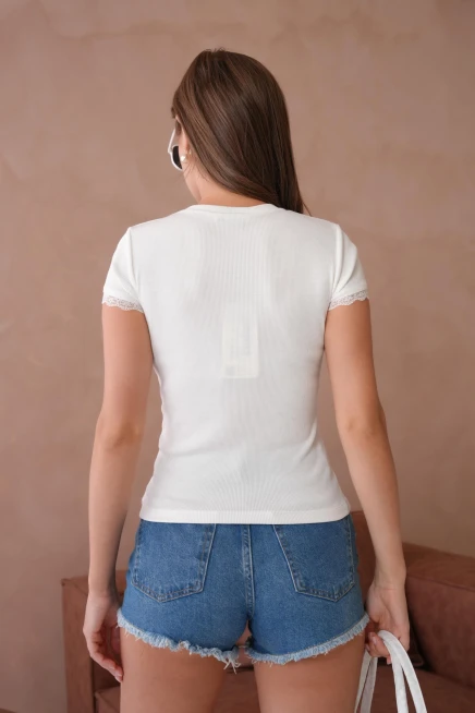 Dantel Detaylı Örme Body Bluz