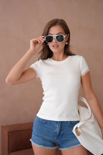 Dantel Detaylı Örme Body Bluz