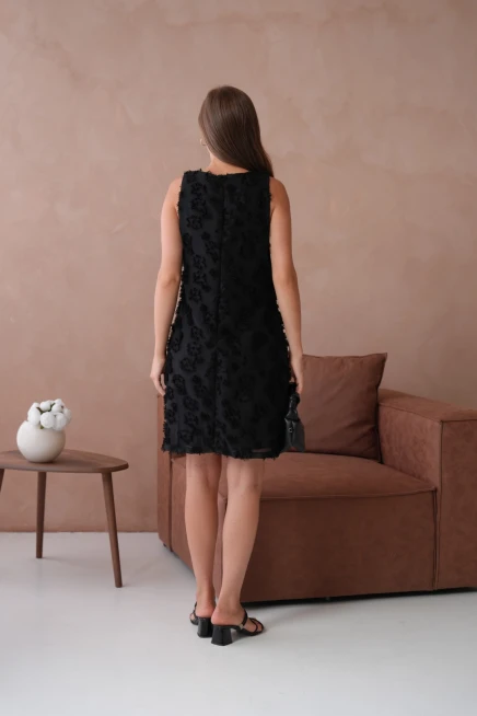 Bisiklet Yaka Astarlı Şifon Elbise