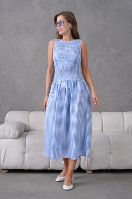 Gipeli Maxi Boy Pötikareli Yazlık Dokuma Elbise